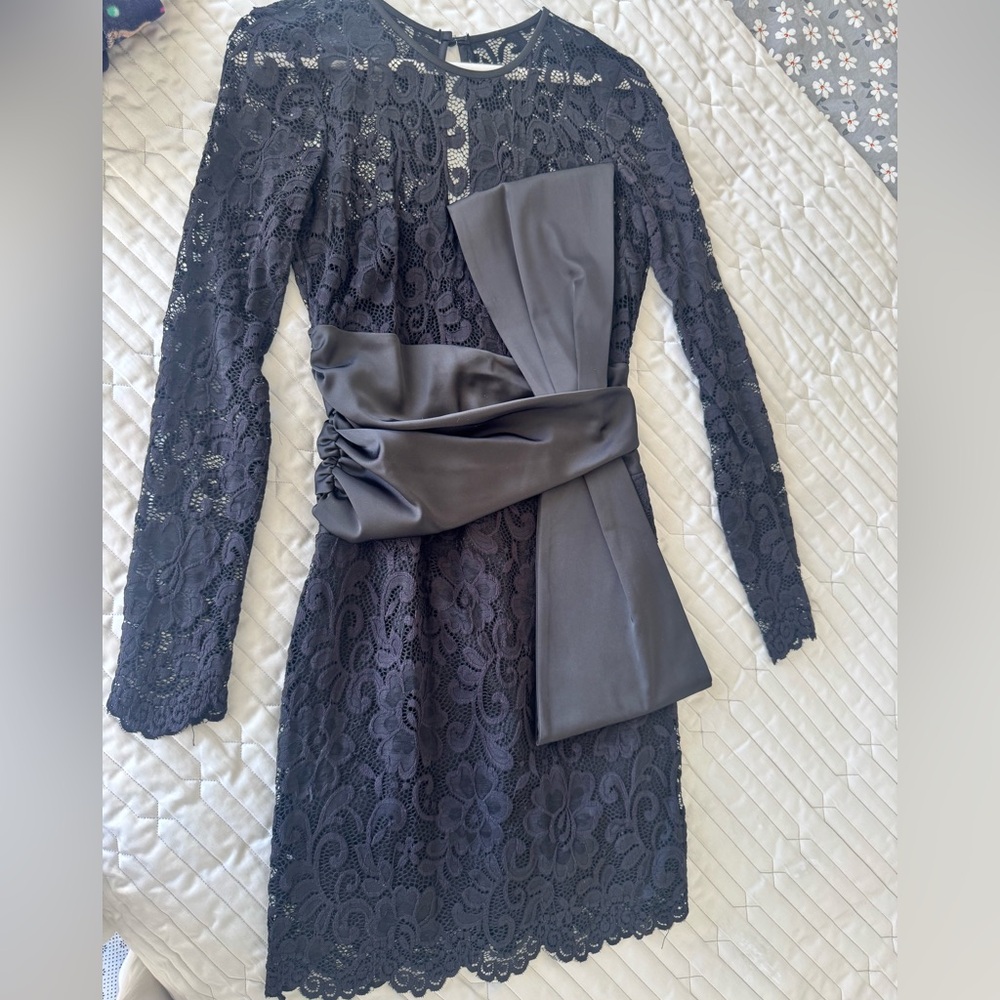 Elegant Lace Dress with Sash